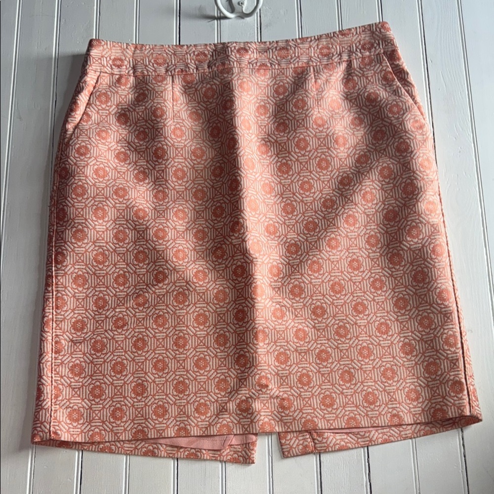 Banana Republic Coral Pink Patterned Pencil Skirt